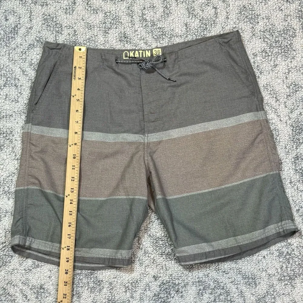 KATIN Surf Board Shorts Swim‎ Trunks Mens Size 36 Gray Cotton Blend EUC